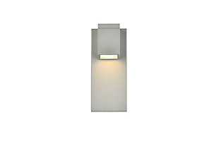 The Raine LED wall sconce exudes minimalist style and modern technology. Its powdercoated finish provides protection against the outdoor elements. This light is perfect for your front entryway, porch or balcony.Made of aluminum and iron | Can be used indoors or outdoors | Dimmable with electronic low-voltage dimmer | Illuminates with  warm light at 3,000K | 12 watt LED | Wet rated | 360 lumens | No assembly required | Imported
