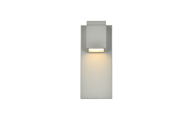 The Raine LED wall sconce exudes minimalist style and modern technology. Its powdercoated finish provides protection against the outdoor elements. This light is perfect for your front entryway, porch or balcony.Made of aluminum and iron | Can be used indoors or outdoors | Dimmable with electronic low-voltage dimmer | Illuminates with  warm light at 3,000K | 12 watt LED | Wet rated | 360 lumens | No assembly required | Imported