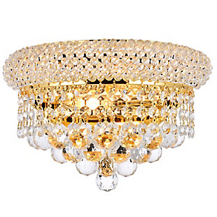 Primo 2 Light Gold Wall Sconce Clear Royal Cut Crystal, Gold, large