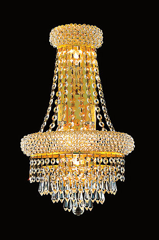 Primo 4 Light Gold Wall Sconce Clear Royal Cut Crystal, Gold, large