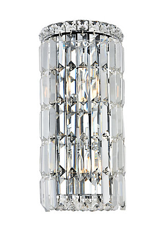 Maxime 2 Light Chrome Wall Sconce Clear Royal Cut Crystal, Chrome, large