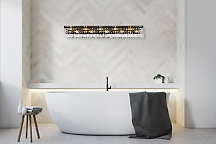A riot of shapes and textures, this Maxime Collection wall sconce sparkles in a mosaic of crystal tiles. Precision-cut crystals form the flamboyant rectangular exterior, while faceted crystal balls create a bubbled effect for light to shine through beneath. This lamp is a luxurious addition to a bathroom, entryway or kitchen. Made of crystal glass and metal | Warm, brilliant light is created by 10 E12 bulbs (sold separately) | Enriches the ambiance of  your kitchen, entryway, living room or bathroom | Lighting is compatible with LED bulbs; dimmable | Assembly required | Imported | Extension: 4.5"