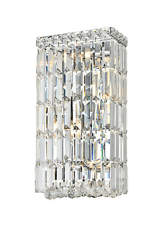 Maxime 4 Light Chrome Wall Sconce Clear Royal Cut Crystal, , large