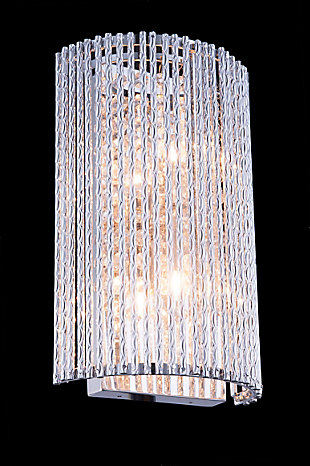 Influx 2 Light Chrome Wall Sconce Clear Royal Cut Crystal, , large
