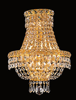 Tate Tranquil 3 Light Gold Wall Sconce Clear Royal Cut Crystal, Gold, large