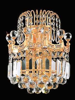 Corona 2 Light Gold Wall Sconce Clear Royal Cut Crystal, Gold, large
