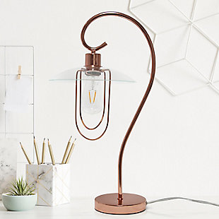 Lalia Home Modern Metal Scroll Table Lamp, Rose Gold, Rose Gold, rollover