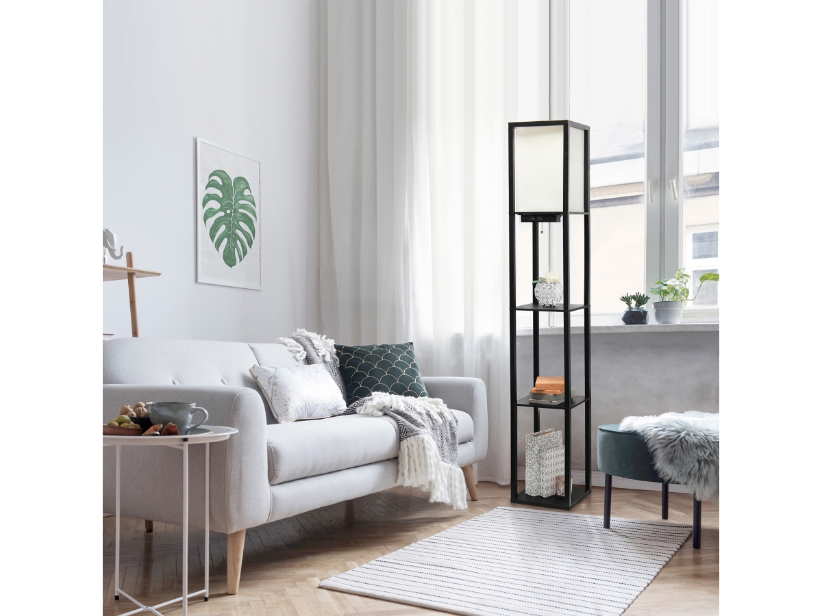Floor Lamp Storage Shelf with USB Charging