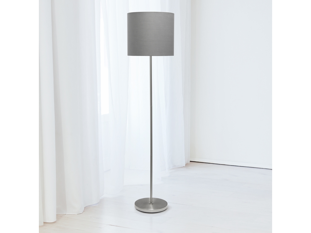 Simple Designs Brushed NIckel Drum Shade Floor Lamp Gray Ashley