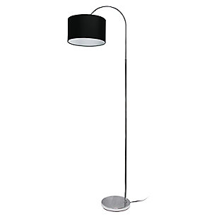 Simple Designs Arched Brushed Nickel Floor Lamp, Black Shade, Black, large
