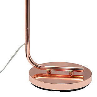 The perfect floor lamp to add a modest, refined look to any room. The iron base and curved arm are accented with a simple glass shade for a sophisticated touch. Perfect for foyers, bedrooms, living rooms or even offices. HELPFUL TIP: To get the complete industrial look, we recommend using a decorative Edison/Vintage bulb (not included).Rose gold finish | Clear glass cylindrical shade | Uses (1) 60w type a medium based incandescent bulb (not included) | Easy to use on/off floor switch on cord | Some assembly required