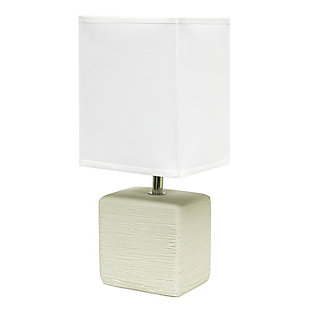 Simple Designs Petite Faux Stone Table Lamp with Fabric Shade, OffWhite with White Shade, Off White/White, large