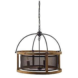 Mercana Penhill Black and Wooden Three Bulb Chandelier, , rollover