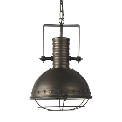 Mercana Zaio Weathered Antique Gold Metal Caged Bulb Pendant Light, , large