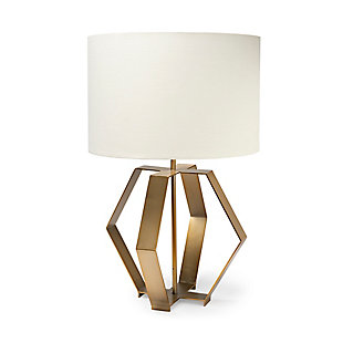 Mercana Edwards Gold Metal Base with Cream Fabric Shade Table Lamp, , large