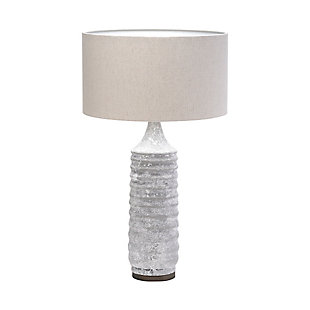 Mercana Harlan Beige-Toned Fabric Shade Gray Concrete Base Table Lamp, , large
