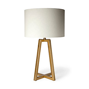 Mercana Raelynn White-Linen Drum Shade with Gold Metal Frame Table Lamp, , large