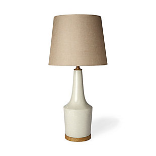 Mercana Rebecca White Crackled Ceramic Base Wood Accent Table Lamp, , large