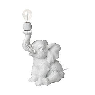 Mercana Tantor Resin Elephant Calf Table Lamp, White, large