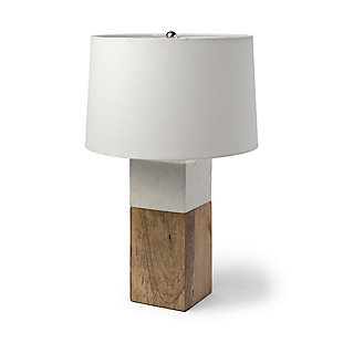 Mercana Woodrow Light Brown Wood with White Accent Table Lamp, , large