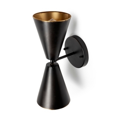 Mercana Eris II Black Metal withGold Accent Double-Cone Wall Sconce, , rollover