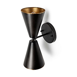 Mercana Eris II Black Metal withGold Accent Double-Cone Wall Sconce, , large