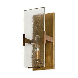 Mercana Gruber Brass Toned Metal withFrosted Glass Rectangular Wall Sconce, , large