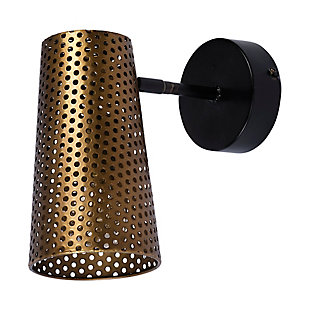 Mercana Wesley I Gold Toned Perforated Metal Cone Wall Sconce, , rollover