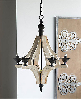 Magic Home 6 Light Washed Wood Chandelier, , rollover