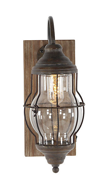 Bayberry Lane Brown Metal Industrial Wall Sconce 5" x 11" x 17", , large