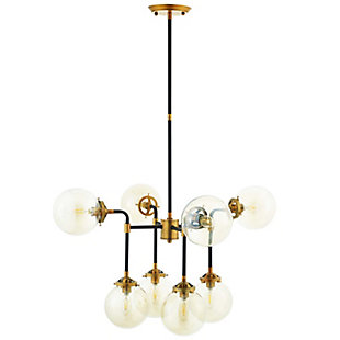 Modway Ambition Amber Glass And Antique Brass 8 Light Pendant Chandelier, , large
