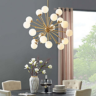 Modway Constellation White Glass and Brass Pendant Chandelier, , rollover