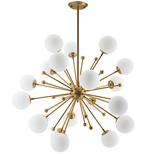 Modway Constellation White Glass and Brass Pendant Chandelier, , large