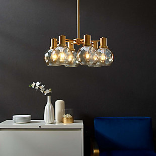 Modway Resound Amber Glass And Brass Pendant Chandelier, , rollover
