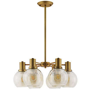 Modway Resound Amber Glass And Brass Pendant Chandelier, , large
