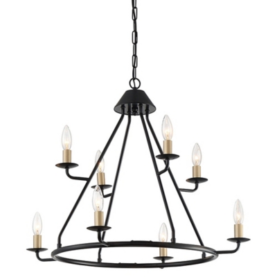 Vanity Art Farmhouse 8-light Wagon Wheel Chandelier, , large