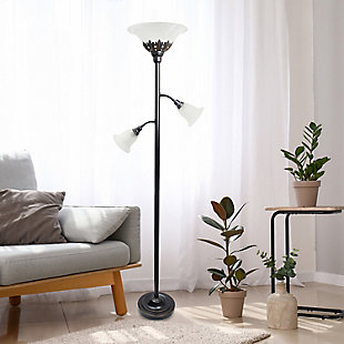 Lalia Home Torchiere Floor Lamp, Bronze/White, rollover