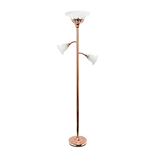 Lalia Home Torchiere Floor Lamp, Rose Gold/White, large