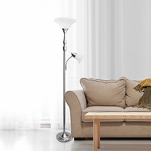 Lalia Home Torchiere Floor Lamp, Brushed Nickel, rollover