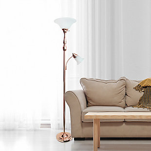 Lalia Home Torchiere Floor Lamp, Rose Gold/White, rollover