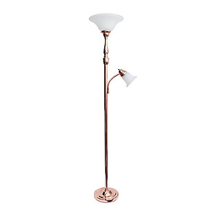 Lalia Home Torchiere Floor Lamp, Rose Gold/White, large