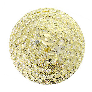 Luxury at its finest. This two light round crystal flush mount is the perfect accent piece for any room in your home. Elegant crystals are showcased on the flawless goldtone base for a simple but glamourous look that complements your contemporary decor.Set of 2 | Made with iron | Goldtone finish | Crystal accents | Requires 2 x 60 watt Medium Base Type B Incandescent bulbs  (not included) | Hardwired | Assembly required
