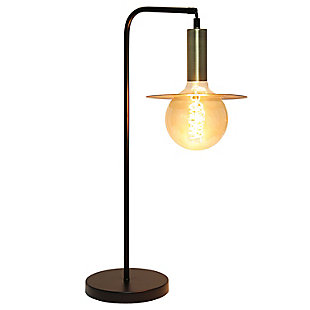 Brighten up your living space with this attractive street light style table lamp. It features a matte black finish complimented with sleek antiqued brass-tone accents. Ideal for your foyer, living room, bedroom, office or library, this piece brings a modern, industrial touch to your home.Made with metal | Matte black finish with antique brass accents | Easily accessible on/off switch on cord | 1 x 40W E26 medium base LED G40 bulb (not included) required