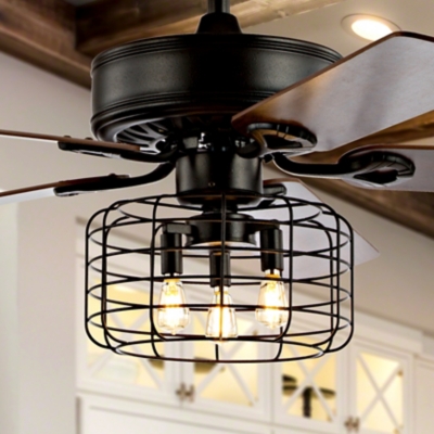 JONATHAN Y Asher 3-Light Industrial LED Ceiling Fan, , rollover