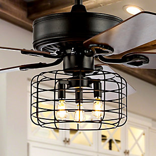 JONATHAN Y Asher 3-Light Industrial LED Ceiling Fan, , rollover