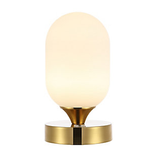 JONATHAN Y Eli 8" Modern Minimalist Iron Rechargeable Integrated LED Table Lamp, Brass Gold/White, Brass Gold, rollover