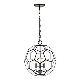 JONATHAN Y Bee 13.5" 3-Light Modern Farmhouse Iron/Glass LED Pendant, Oil Rubbed Bronze/Clear, Oil Rubbed Bronze, rollover