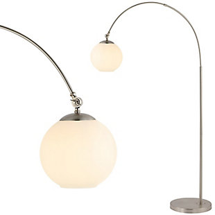 JONATHAN Y Nora 71" Coastal Vintage Iron LED Floor Lamp, Nickel/White, Nickel, large