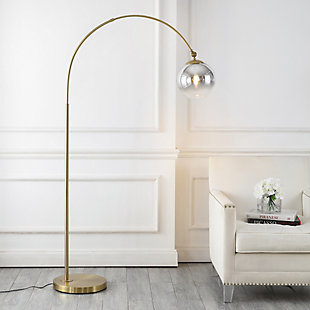 JONATHAN Y Nora LED Floor Lamp, Brass Gold, rollover
