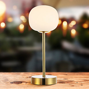 JONATHAN Y Natalia 12.25" Modern Minimalist Iron Rechargeable Integrated LED Table Lamp, Brass Gold/White, Brass Gold, large